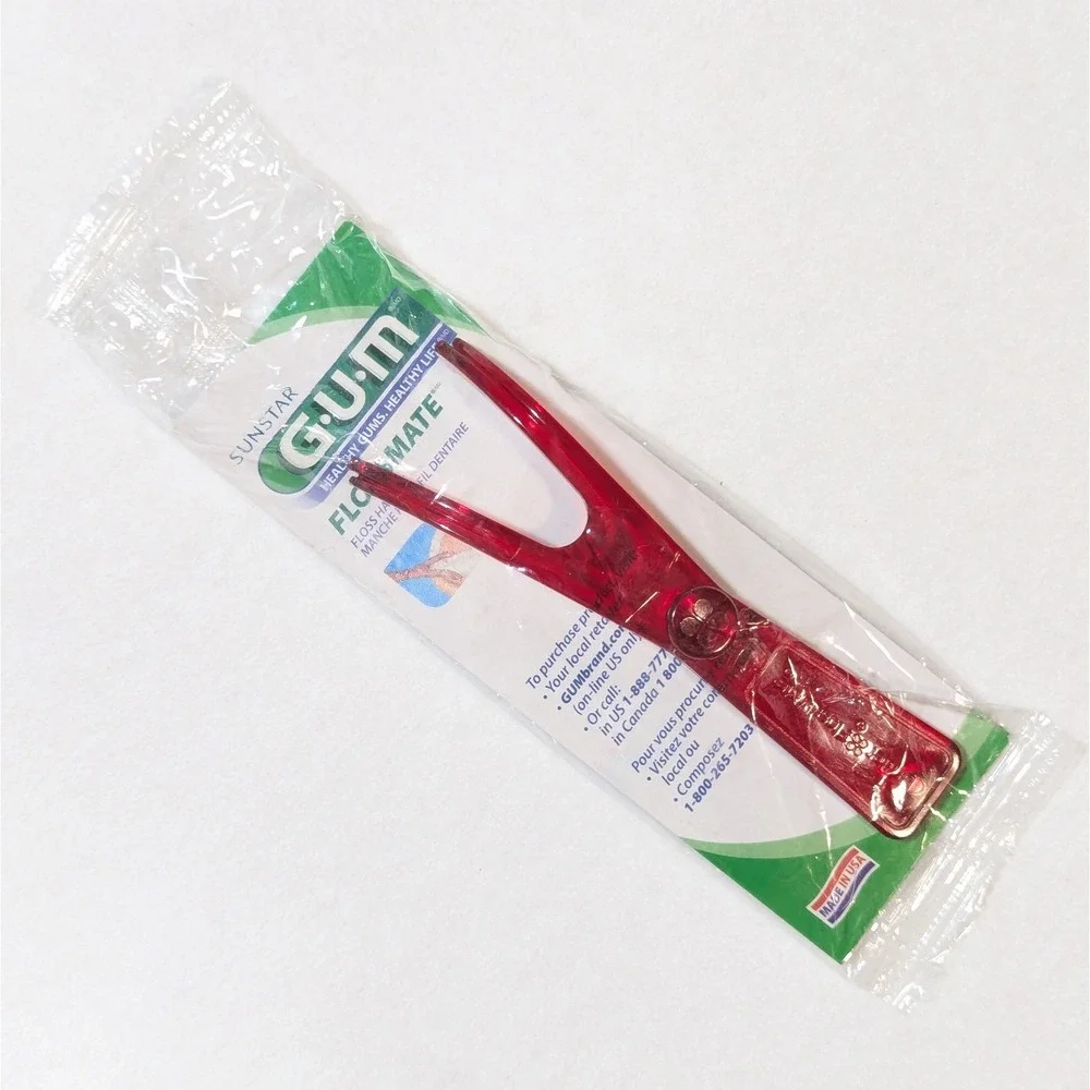 Sunstar GUM Flossmate Handle #845 Red Floss Holder Made In USA Sealed New